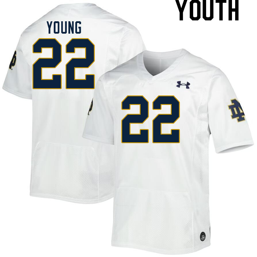 Youth #22 Kedren Young Notre Dame Fighting Irish College Football Jerseys Stitched-White